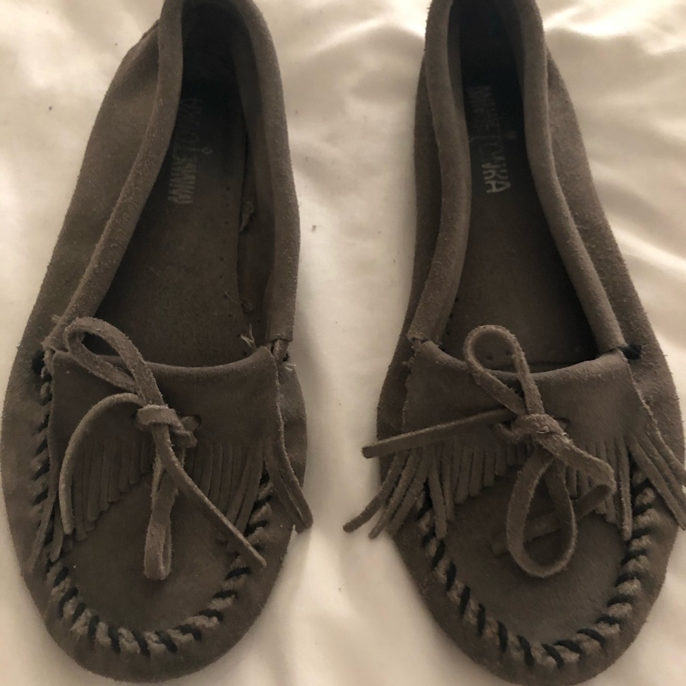 Gray Minnetonka Moccasins